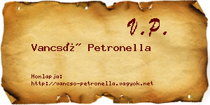 Vancsó Petronella névjegykártya